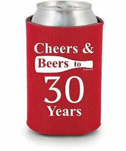 Shop4Ever Cheers & Beers To 30 Years Can Coolie Birthday Drink Coolers Coolies Black - 12 Pack Casual Glasses 49 Shop4Ever Cheers & Beers To 30 Years Can Coolie Birthday Drink Coolers Coolies Black - 12 Pack Casual Glasses