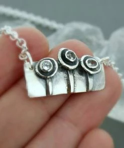 Courtneymariejewelry Accessories Silver Flower Necklaces For Women - Stone Flower Necklace - Silver Necklace Flower - Stone Necklace Women - Necklace Gift For Her