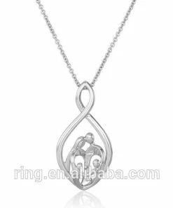 Onlineamericanstore Silver Plated Parents And Two Children Infinity Pendant Necklace Gift Collection