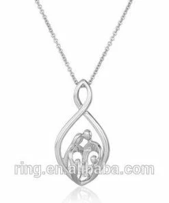 Onlineamericanstore Silver Plated Parents And Two Children Infinity Pendant Necklace Gift Collection