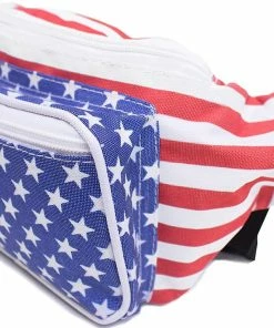 SoJourner Bags SoJourner American Flag Fanny Pack - USA, 4th Fourth Of July, Stars And Stripes, Red, White And Blue