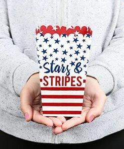 The American Store Patriotic Theme Party Supplies Stars & Stripes - Labor Day USA Patriotic Party Favor Popcorn Treat Boxes - Set Of 12