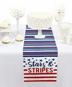 The American Store Patriotic Theme Party Supplies Stars & Stripes - Petite Labor Day USA Patriotic Party Paper Table Runner - 12" X 60"
