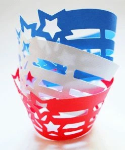 YourlittleCupcake Stars And Stripes Cupcake Wrappers In Your Choice Of Color Qty 12 By Your Little Cupcake Accessories