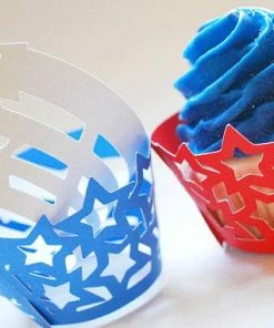 YourlittleCupcake Stars And Stripes Cupcake Wrappers In Your Choice Of Color Qty 12 By Your Little Cupcake Accessories