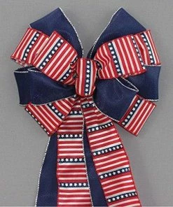 Package Perfect Bows Patriotic Theme Party Supplies Stars Stripes Patriotic Wreath Bow - 10