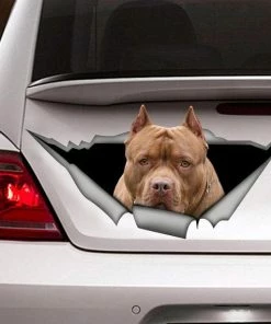 WawooShop Pets STICKER / Brown American Pitbull, Car Decal, Vinyl Decal,Pet Sticker, Dog Decal, Pitbull Decal