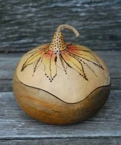 HollyHawkDesigns Sunflower Gourd Bowl, Lidded Gourd Dish, Sunflower Decor, Summer Gourd Bowl, Harvest Gourd Bowl
