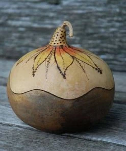HollyHawkDesigns Sunflower Gourd Bowl, Lidded Gourd Dish, Sunflower Decor, Summer Gourd Bowl, Harvest Gourd Bowl