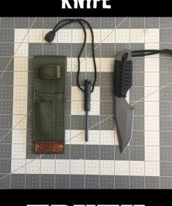 TruthTreasuresMil Tactical Black Steel Military Knife With Fire Starter, Nylon Sheath With American Flag Stamped Leather, Military Gift, Survival Knife Military Clothing & Accessories