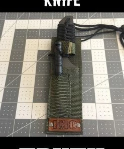 TruthTreasuresMil Tactical Black Steel Military Knife With Fire Starter, Nylon Sheath With American Flag Stamped Leather, Military Gift, Survival Knife Military Clothing & Accessories