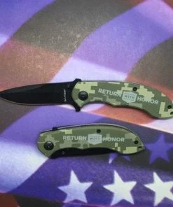 TruthTreasuresMil Tactical Military Pocket Knife, Return With Honor Engraved On The Side, Missionary Gift, Military Gift, Built To Last With Lifetime Warranty