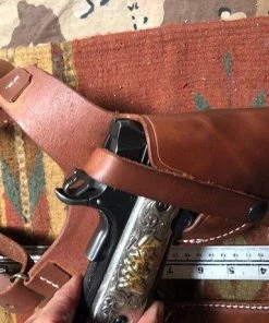 The American Store Tanned Leather Shoulder Holster & Magazine Pouch Fits Colt Springfield Ruger RIA Remington ATI Model 1911 Military Clothing & Accessories