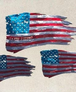 PurpleMountainMetal Tattered American Flag Metal Art, 36" Battle Torn American Flag Wall Hanging, Metal American Flag Home Decor, Large Battle Flag Home Decor 10 PurpleMountainMetal Tattered American Flag Metal Art, 36