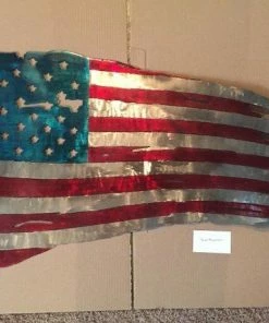 PurpleMountainMetal Tattered American Flag Metal Art, 36" Battle Torn American Flag Wall Hanging, Metal American Flag Home Decor, Large Battle Flag Home Decor 11 PurpleMountainMetal Tattered American Flag Metal Art, 36