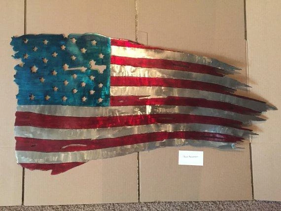 PurpleMountainMetal Tattered American Flag Metal Art, 36" Battle Torn American Flag Wall Hanging, Metal American Flag Home Decor, Large Battle Flag Home Decor 6 PurpleMountainMetal Tattered American Flag Metal Art, 36" Battle Torn American Flag Wall Hanging, Metal American Flag Home Decor, Large Battle Flag Home Decor