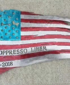 PurpleMountainMetal Tattered American Flag Metal Art, 36" Battle Torn American Flag Wall Hanging, Metal American Flag Home Decor, Large Battle Flag Home Decor 13 PurpleMountainMetal Tattered American Flag Metal Art, 36
