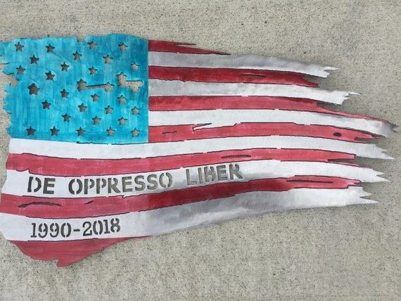 PurpleMountainMetal Tattered American Flag Metal Art, 36" Battle Torn American Flag Wall Hanging, Metal American Flag Home Decor, Large Battle Flag Home Decor 8 PurpleMountainMetal Tattered American Flag Metal Art, 36" Battle Torn American Flag Wall Hanging, Metal American Flag Home Decor, Large Battle Flag Home Decor