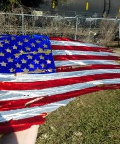The American Store Tattered And Torn American Flag Metal Art. Aluminum. Do Not Buy A Steel One, It Will Rust. Available In Both Painted And Unpainted Flags & Banner