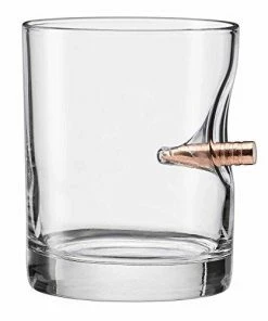 Ben Shot USA Casual Glasses The Original BenShot Bullet Rocks Glass With Real Bullet 0.308 Made In The USA