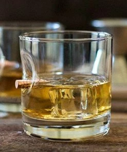 Ben Shot USA Casual Glasses The Original BenShot Bullet Rocks Glass With Real Bullet 0.308 Made In The USA