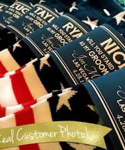 The American Store THE ORIGINAL Groomsmen Gift Socks Labels / American Flag Socks For Wedding / Asking Best Man Be My Groomsman / Asking Groomsmen Socks Men
