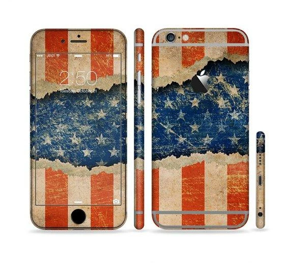 TheSkinDudes The Scratched Surface Peeled American Flag Six-Piece Sectioned Series Skin Set For The Apple IPhone 6 Or 6 Plus 3 TheSkinDudes The Scratched Surface Peeled American Flag Six-Piece Sectioned Series Skin Set For The Apple IPhone 6 Or 6 Plus