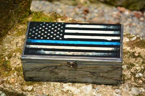 AcquarelaArt Thin Blue Line American Flag Wooden Watch Box,Mens Watch Box,American Flag Box,Watch Display,Police Officer Gift,Police Flag,Gift For Him 5 AcquarelaArt Thin Blue Line American Flag Wooden Watch Box,Mens Watch Box,American Flag Box,Watch Display,Police Officer Gift,Police Flag,Gift For Him