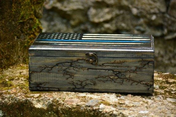 AcquarelaArt Thin Blue Line American Flag Wooden Watch Box,Mens Watch Box,American Flag Box,Watch Display,Police Officer Gift,Police Flag,Gift For Him 6 AcquarelaArt Thin Blue Line American Flag Wooden Watch Box,Mens Watch Box,American Flag Box,Watch Display,Police Officer Gift,Police Flag,Gift For Him