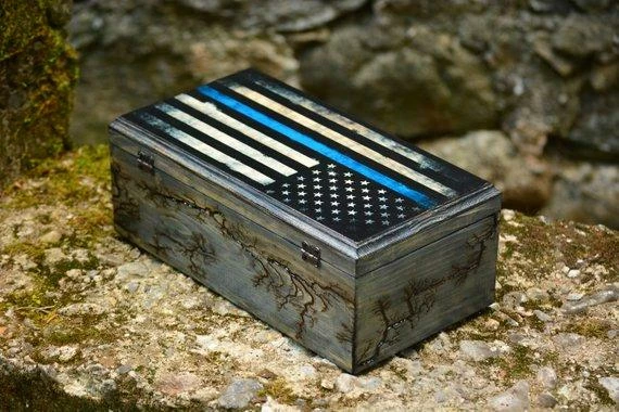 AcquarelaArt Thin Blue Line American Flag Wooden Watch Box,Mens Watch Box,American Flag Box,Watch Display,Police Officer Gift,Police Flag,Gift For Him 8 AcquarelaArt Thin Blue Line American Flag Wooden Watch Box,Mens Watch Box,American Flag Box,Watch Display,Police Officer Gift,Police Flag,Gift For Him
