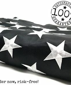 The American Store Thin Blue Line Flag 3x5 Ft With Bonus Car Sticker: 100% US Made With Embroidered Stars And Sewn Stripes - Brass Grommets - UV Protection - Blue Lives Matter Flag Honoring Law Enforcement Officers
