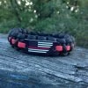 The American Store Thin Red Line American Flag Paracord Bracelet For Firefighters, Fireman Gift, Torn American Flag Paracord Charm, His Birthday Gift Guide