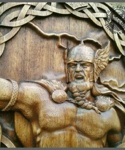 The American Store Thor Odin Valkiria Asatru Viking Mythology Icon Home Decor Art Norse Wood Picture Pagan Gods Carving Heathen Celtic Norse Rune Wall Hanging
