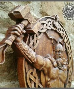 The American Store Thor Odin Valkiria Asatru Viking Mythology Icon Home Decor Art Norse Wood Picture Pagan Gods Carving Heathen Celtic Norse Rune Wall Hanging
