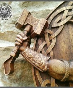 The American Store Thor Odin Valkiria Asatru Viking Mythology Icon Home Decor Art Norse Wood Picture Pagan Gods Carving Heathen Celtic Norse Rune Wall Hanging