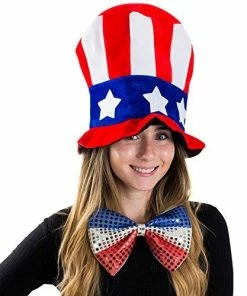 The American Store Clothing Accessories Tigerdoe American Flag Hat - Uncle Sam Costume - Patriotic Accessories - Forth Of July Hats (2 Pc. Uncle Sam Costume Set)