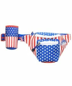 Tipsy Elves American Flag USA Fanny Pack With Drink Holder Clothing Accessories
