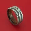 StonebrookJewelry Titanium American Flag Custom Made United States Flag Ring With Wood Sleeve Gift Collection