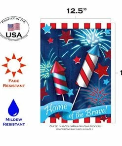 Toland Home Garden Home Of The Brave 12.5 X 18 Inch Decorative Patriotic Summer July 4 Firework USA Garden Flag