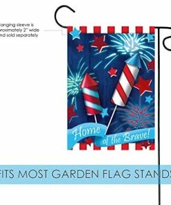 Toland Home Garden Home Of The Brave 12.5 X 18 Inch Decorative Patriotic Summer July 4 Firework USA Garden Flag