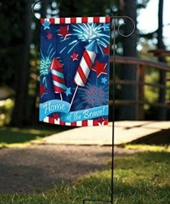 Toland Home Garden Home Of The Brave 12.5 X 18 Inch Decorative Patriotic Summer July 4 Firework USA Garden Flag