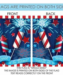 Toland Home Garden Home Of The Brave 12.5 X 18 Inch Decorative Patriotic Summer July 4 Firework USA Garden Flag