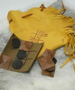 HollyHawkDesigns Travel Game Pouch - Tic Tac Toe Pouch - Leather Pouch