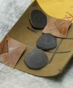 HollyHawkDesigns Travel Game Pouch - Tic Tac Toe Pouch - Leather Pouch