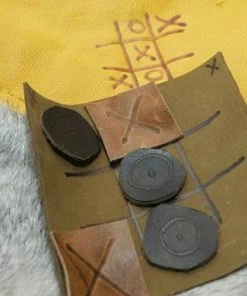 HollyHawkDesigns Travel Game Pouch - Tic Tac Toe Pouch - Leather Pouch