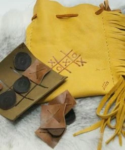 HollyHawkDesigns Travel Game Pouch - Tic Tac Toe Pouch - Leather Pouch