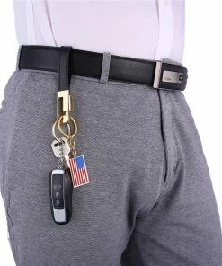 Onlineamericanstore U7 New American Flag Medal Key Chains Stainless Steel Yellow Gold Plat