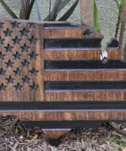LooseCannonDesign United States Outline / Wooden Wall Art / United States Flag / American Flag Art Flags & Banner