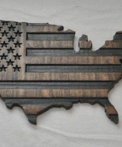 LooseCannonDesign United States Outline / Wooden Wall Art / United States Flag / American Flag Art Flags & Banner