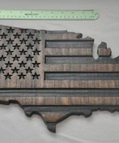 LooseCannonDesign United States Outline / Wooden Wall Art / United States Flag / American Flag Art Flags & Banner